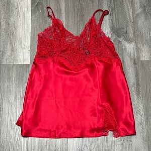 Victoria's Secret Red Satin Lace lingerie mini dress/ size L